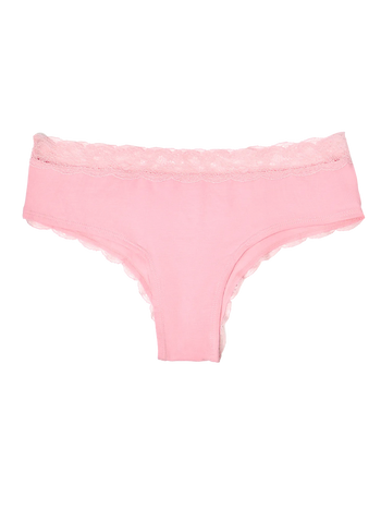 Slip da donna con inserti in pizzo corallo rosa