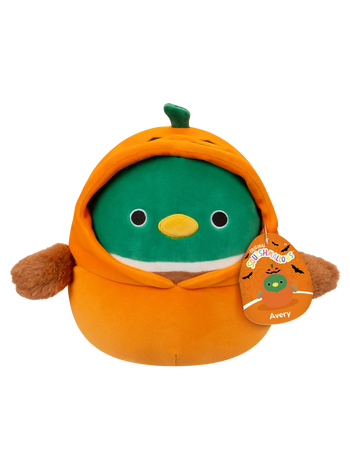 Squishmallows Avery l’anatra selvatica in costume da zucca, 20 cm