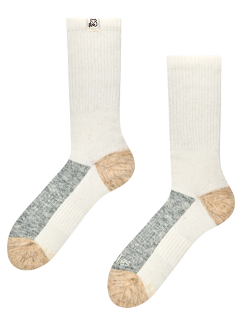 Calzini in lana di alpaca beige e grigio